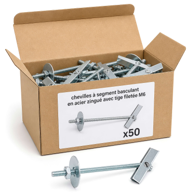 50 chevilles fixation à segment basculant avec tige filetée M6x100 - INDEX