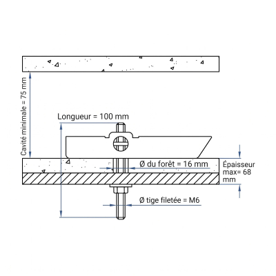 50 chevilles fixation à segment basculant avec tige filetée M6x100 - INDEX 2