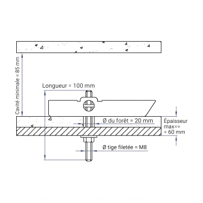 50 chevilles fixation à segment basculant avec tige filetée M8x100 - Index