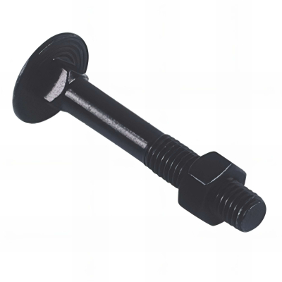 Boulon tête ronde collet carré 7 x 60 mm TRCC Zingué noir - Boite de 100 pcs
