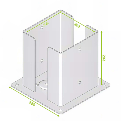 Pied de poteau fendu carré galvanisé à visser - 202 x 203 x 3,0 mm 2