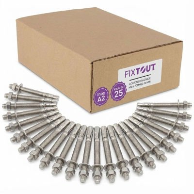Lot de 25 goujons d'ancrage en acier inoxydable A2 M10 - Diamètre 10 mm