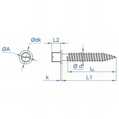 100 Pattes à vis à bois zinguées pour collier - M7 - D. 5,5 à 6,1 x L. 61 à 63 mm