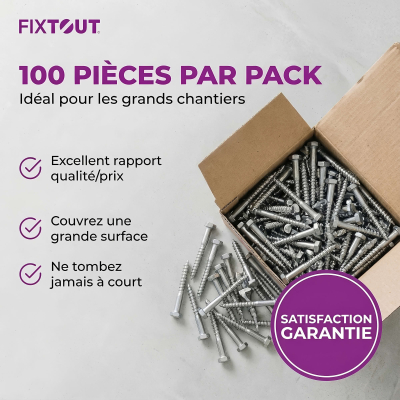 Tirefonds Acier inoxydable A2 - DIN 571 - D. 7 x 50 mm - Tête Hexagonale - 100 pcs