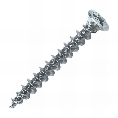 1000 vis PVC plast tête fraisée 120° PH2, acier zingué blanc - 4.2 x 20 mm