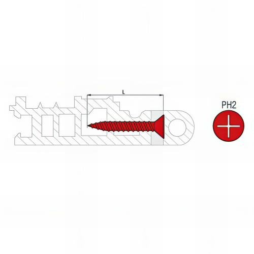 1000 vis PVC plast tête fraisée 120° PH2, acier zingué blanc - 4.2 x 20 mm