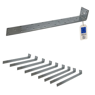 10 équerres d'ancrage béton - Acier galvanisé - Équerres à béton - Ht 300mm - Platine 43x40 mm - Epais 4mm - Fabrication Europe
