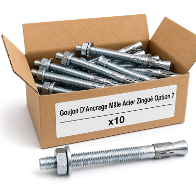 10 Goujon D'Ancrage Mâle Acier Zingué Option 7 - Diamètre 10 mm