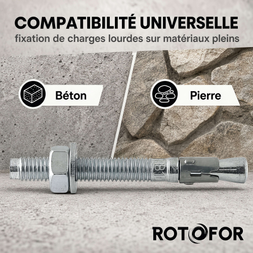 50 Goujon D'Ancrage Mâle Acier Zingué Option 7 - Diamètre 10