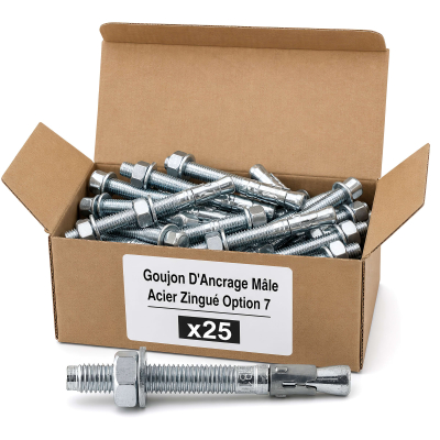 25 Goujon D'Ancrage Mâle Acier Zingué Option 7 - Diamètre 16