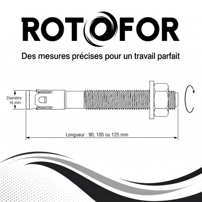 25 Goujon D'Ancrage Mâle Acier Zingué Option 7 - Diamètre 16