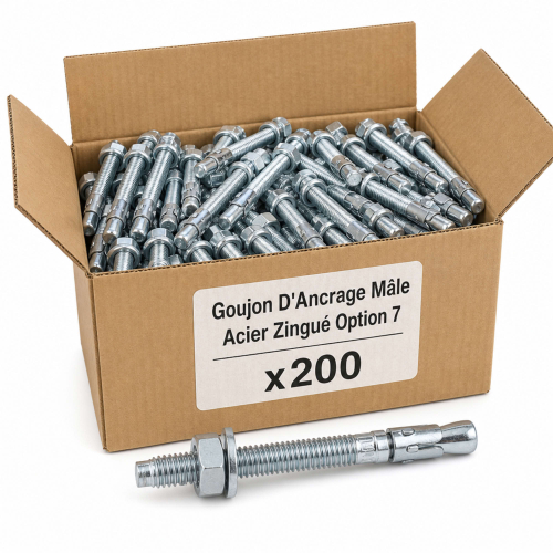 200 Goujon D'Ancrage Mâle Acier Zingué Option 7 - Diamètre 6 mm