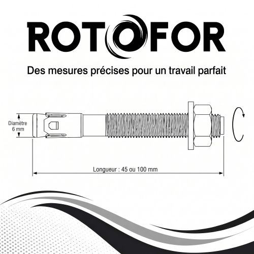 200 Goujon D'Ancrage Mâle Acier Zingué Option 7 - Diamètre 6 mm