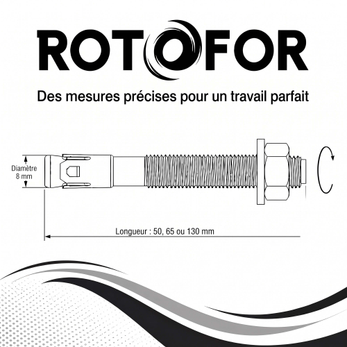50 Goujon D'Ancrage Mâle Acier Zingué Option 7 - Diamètre 8 mm