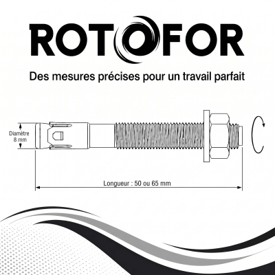 100 Goujon D'Ancrage Mâle Acier Zingué Option 7 - Diamètre 8 mm
