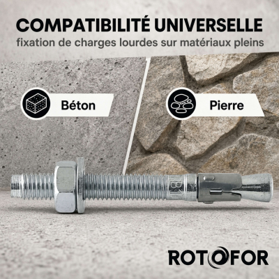 100 Goujon D'Ancrage Mâle Acier Zingué Option 7 - Diamètre 8 mm