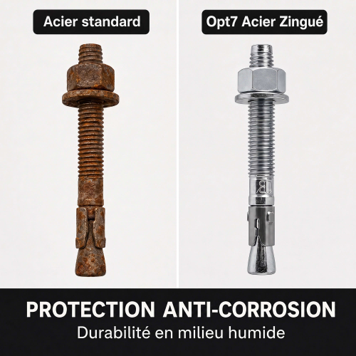 100 Goujon D'Ancrage Mâle Acier Zingué Option 7 - Diamètre 8 mm
