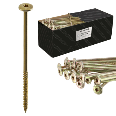 50 Vis bois Torx à tête bombée expert - Acier galvanisée - Diamètre 10 mm - anti-fendage - moletage de serrage
