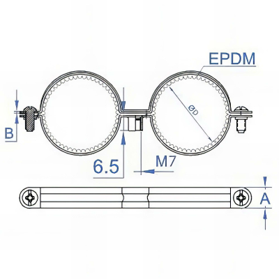 50 Colliers double isophonique M7 zingué - D. 26 - 28 mm 2