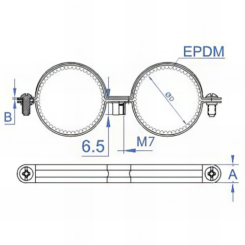 50 Colliers double isophonique M7 zingué - D. 26 - 28 mm