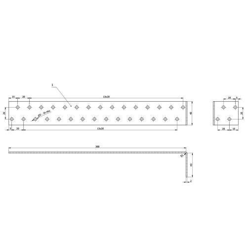 Équerre d'Ancrage à Sceller Béton pour Poteau Bois et Charpente - Acier Galvanisé Z275 DX51D - 300 x 40 x 40 x 2,0 mm