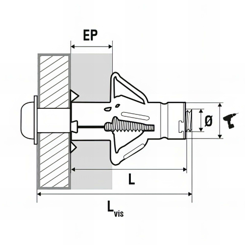 50 chevilles à expansion avec vis, tête cylindrique - M5 x 80 mm
