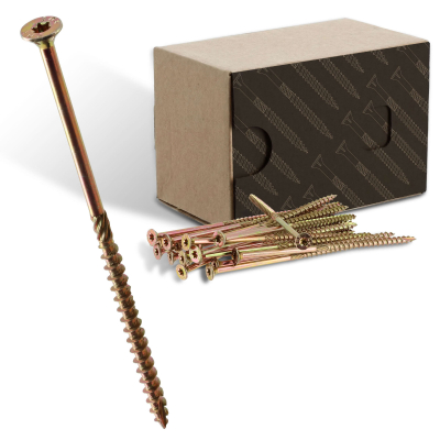 50 Vis bois Torx à tête fraisée plate expert - Acier galvanisé - Diamètre 8 mm - anti-fendage - moletage de serrage
