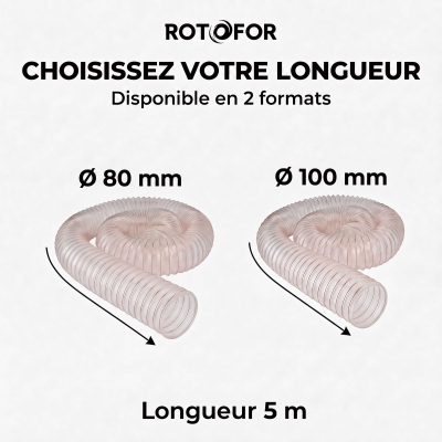 Tuyau aspiration - Gaine flexible en polyuréthane - 5 mètres - Résistant aux microbes et à l'hydrolyse - Fabrication française 2