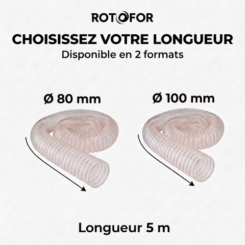 Tuyau aspiration - Gaine flexible en polyuréthane - 5 mètres - Résistant aux microbes et à l'hydrolyse - Fabrication française