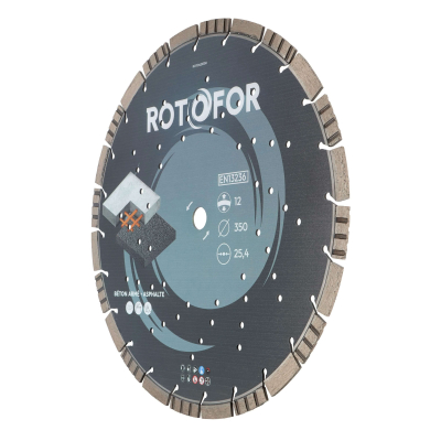Disque diamant turbo Rotofor - Alésage 25,4 mm - Hauteur segment 12 mm - Coupe béton et granit