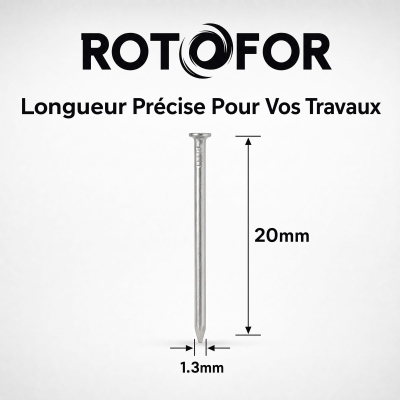 Pointe Tête Plate Ordinaire 1,3 × 20 mm - Boite de 5 kg (~22 200 Clous) 2