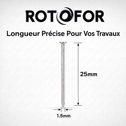 Pointe Tête Plate Ordinaire 1,5 × 25 mm - Boite de 5 kg (~13 500 Clous)