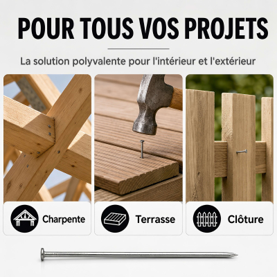 Pointe Tête Plate Ordinaire 2,7 mm - Boite de 5 kg (~1 700 à 2 500 Clous)