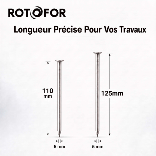 Pointes/clous tête plate ordinaire - diamètre 5 mm - 5kg