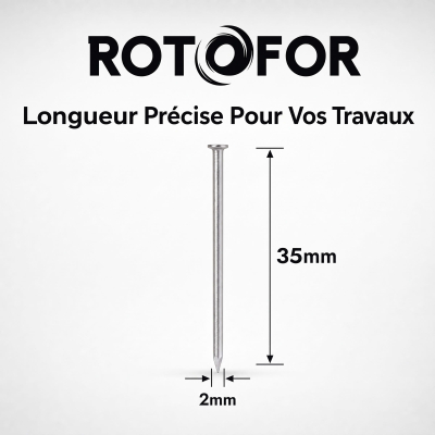 Pointe/Clou Tête Plate Ordinaire 2,0 × 35 mm - Boite de 5 kg (~5 500 Clous)