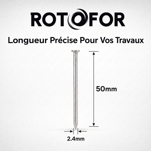 Pointes/clous tête plate ordinaire 2.4 X 50 mm 5kg