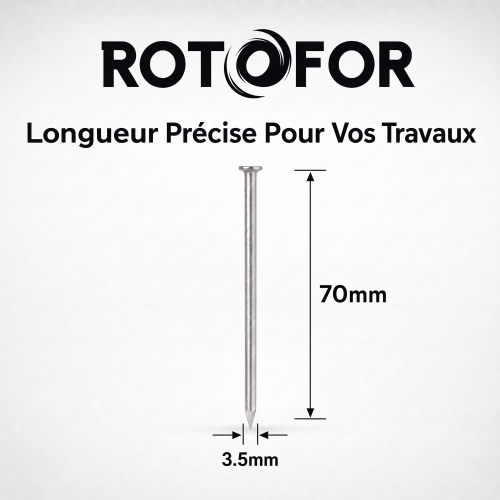 Pointe/Clou Tête Plate Ordinaire 3,5 × 70 mm - Boîte de 1 kg (~180 Clous)