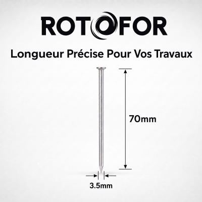 Pointe/Clou Tête Plate Ordinaire 3,5 × 70 mm - Boîte de 1 kg (~180 Clous)