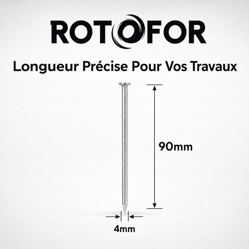 Pointe/Clou Tête Plate Ordinaire 4,0 × 90 mm - Boîte de 1 kg (~100 Clous)