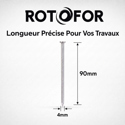 Pointe/Clou Tête Plate Ordinaire 4,0 × 90 mm - Boîte de 1 kg (~100 Clous)