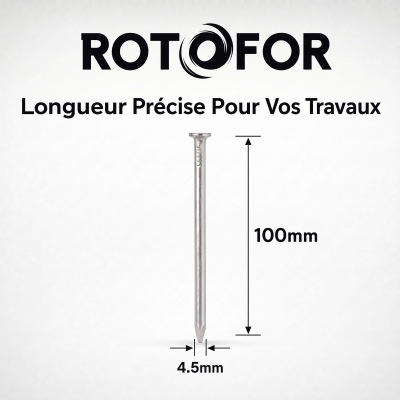 Pointe/Clou Tête Plate Ordinaire 4,5 × 100 mm - Boite de 5 kg (~385 Clous)