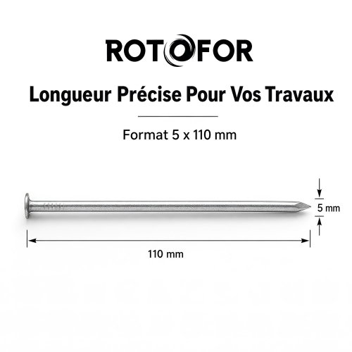 Pointes/clous tête plate ordinaire - 5 X 110 mm 1kg