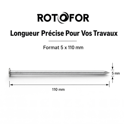 Pointes/clous tête plate ordinaire - 5 X 110 mm 1kg