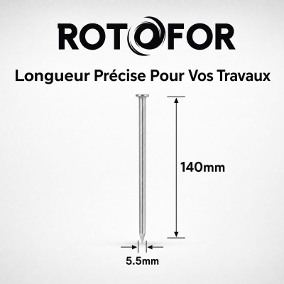Pointe/Clou Tête Plate Ordinaire 5,5 × 140 mm ACIER - Seau de 5 kg (~180 Clous) 2