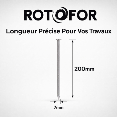 Pointe/Clou Tête Plate Ordinaire 7,0 × 200 mm - Boite de 5 kg (~80 Clous) 2