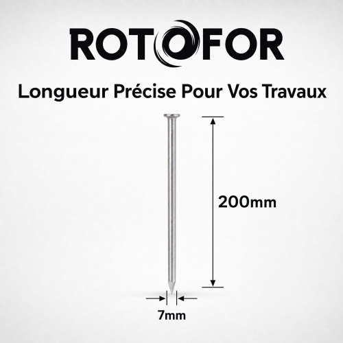 Pointe/Clou Tête Plate Ordinaire 7,0 × 200 mm - Boite de 5 kg (~80 Clous)
