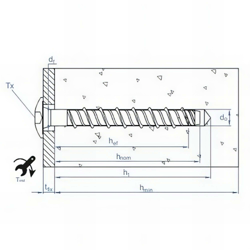 100 vis à béton, tête bombée, homologuées ETE option 1, atlantis C3-H - D. 6 x 40 mm
