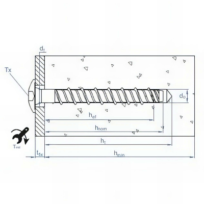 100 vis à béton, tête bombée, homologuées ETE option 1, atlantis C3-H - D. 6 x 40 mm
