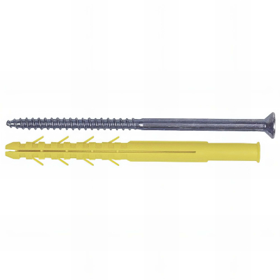 6 Chevilles longues CQLV D. 10 x 280 mm + Vis tête fraisée Torx T40 / D. 7 - Zingué
