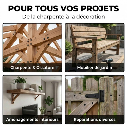 100 Vis tête ronde collet carré zingués Noir - longueur 70 mm